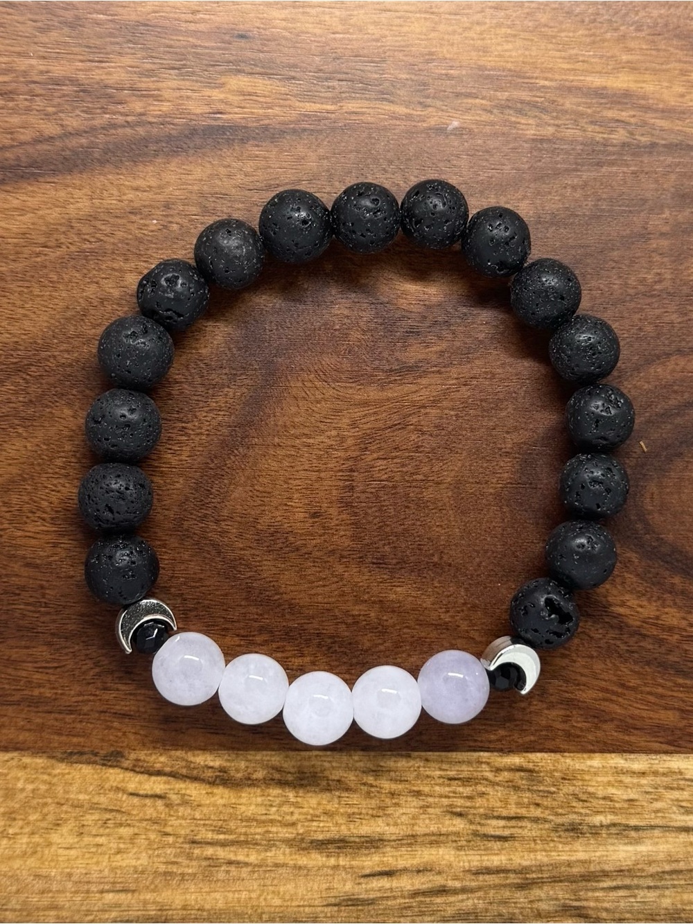 ✨ Handmade Aquamarine & Lava Stone Stretch Bracelet ✨